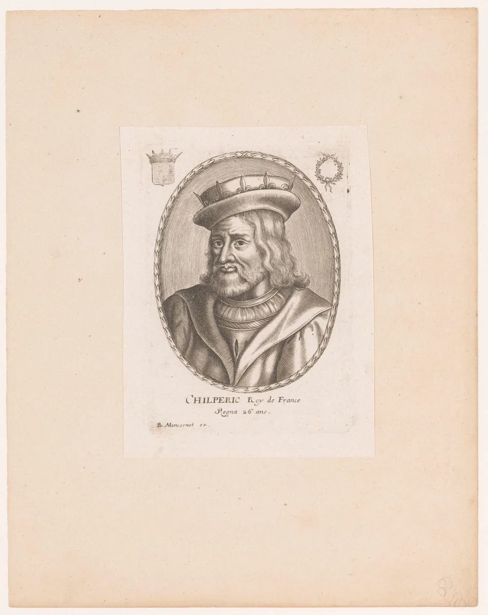 Portret van Chilperik I der Franken by anonymous, print, 1610-1668