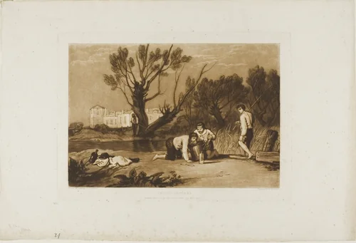 Young Anglers, plate 32 from Liber Studiorum by Joseph Mallord William Turner, print, 1811