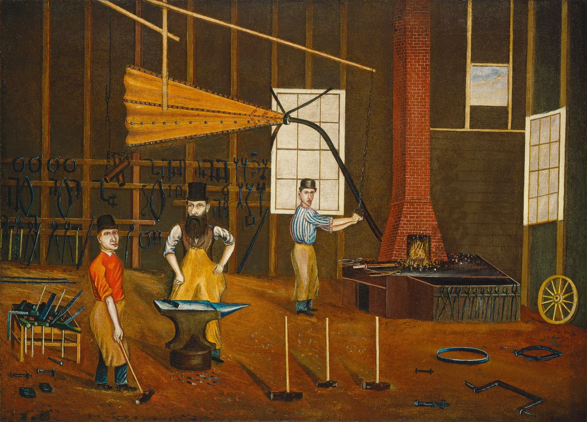 Blacksmith Shop by Francis A. Beckett, painting, 1880