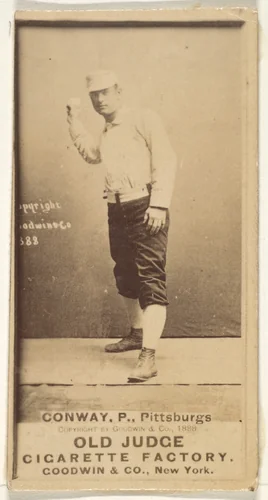Pete Conway, Pitcher, Pittsburgh, from the Old Judge series (N172) for Old Judge Cigarettes by Goodwin & Company, photograph, 1888