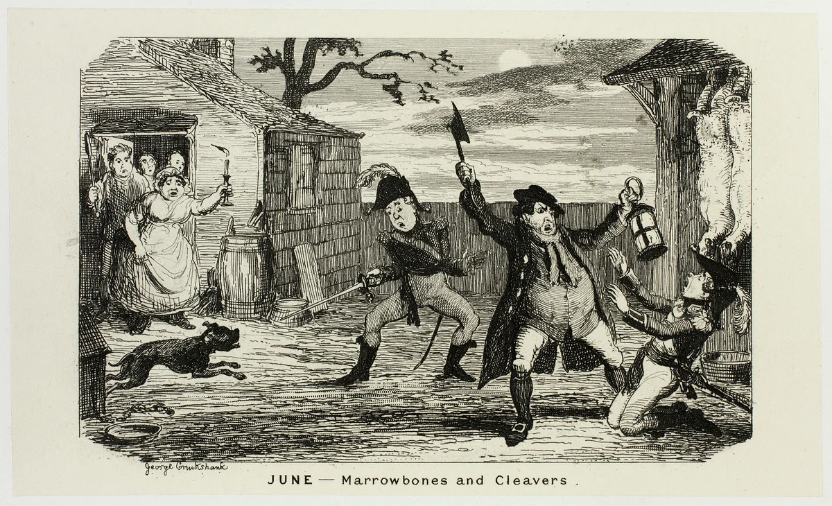 June - Marrowbones and Cleavers from George Cruikshank's Steel Etchings to The Comic Almanacks: 1835-1853 by George Cruikshank, print, 1839