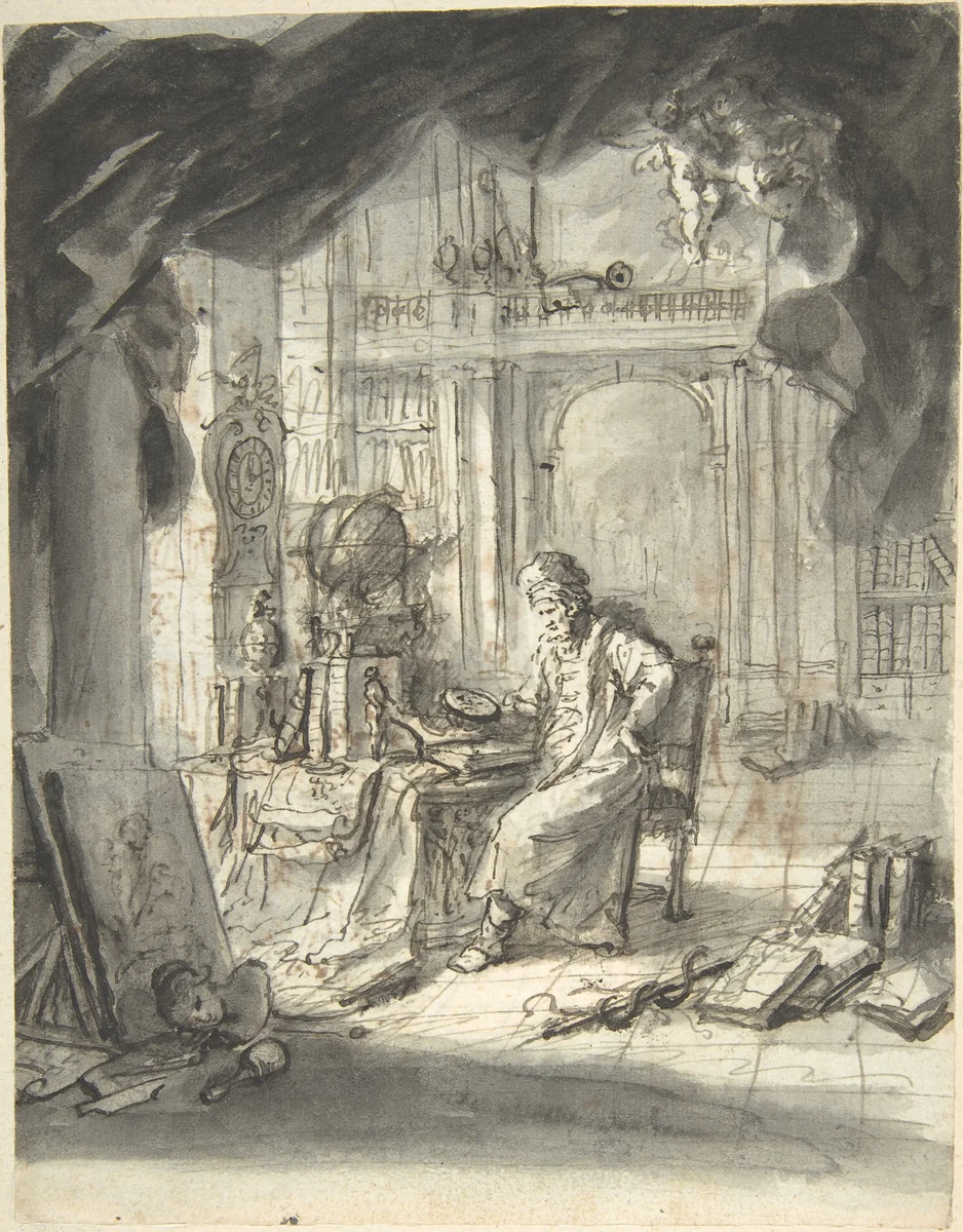 An Oriental Astronomer in His Study by Martin Johann Schmidt, drawing, 1718-1801