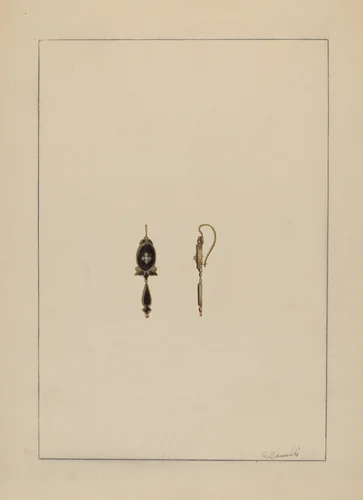Earrings by Albert Camilli, index of american design, 1935-1942