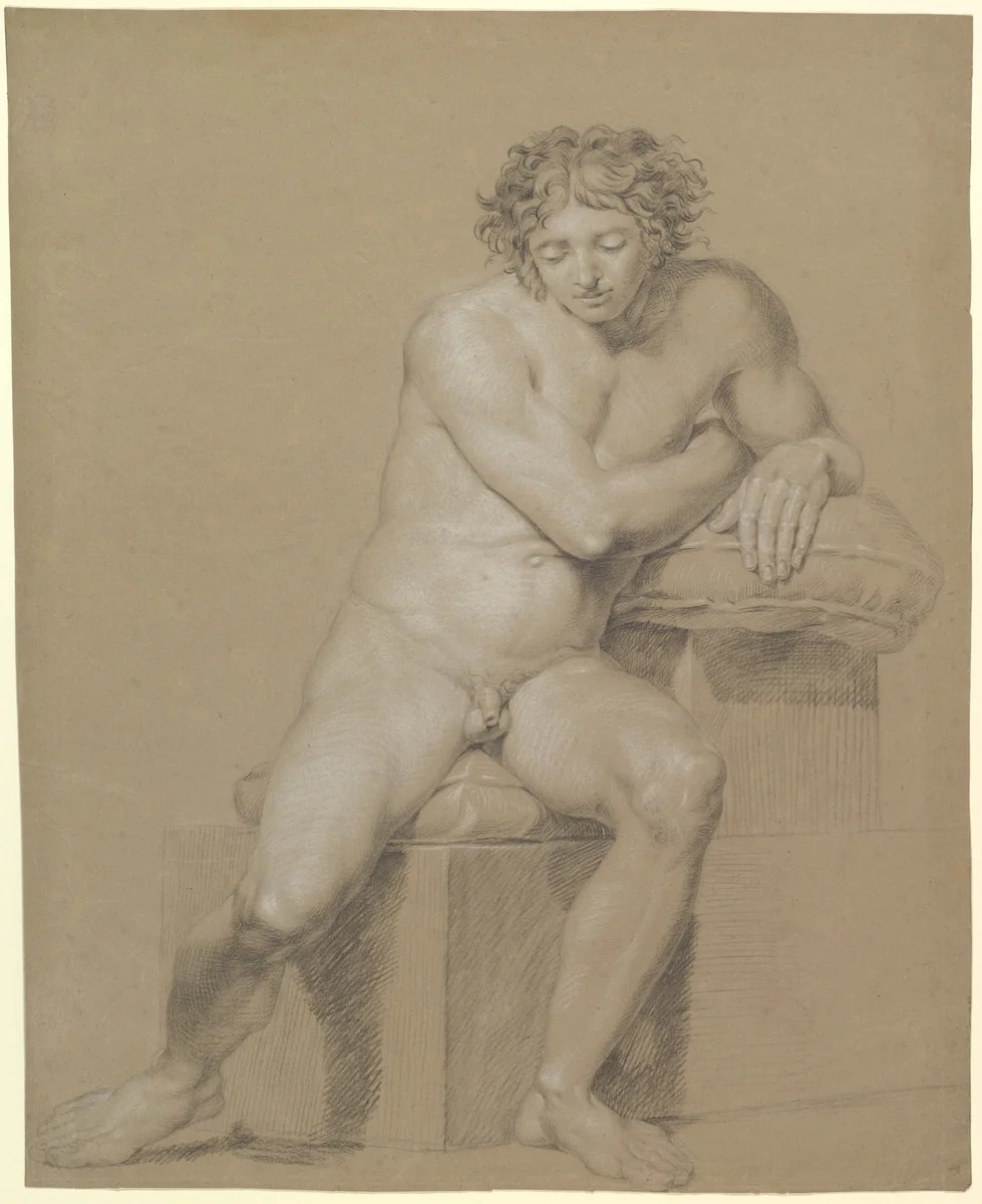 Study of a Seated Male Nude by Philipp Otto Runge, drawing, 1777-1810