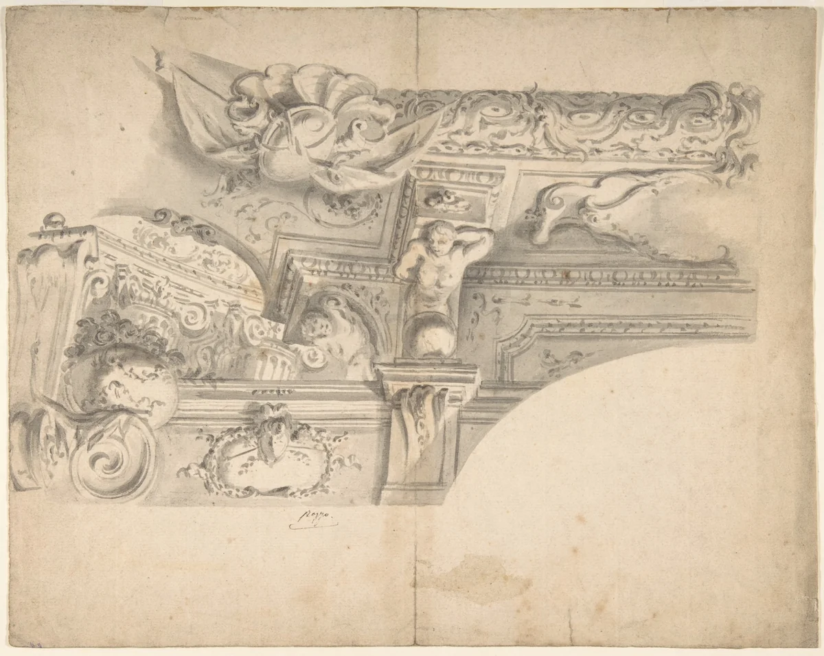 Design for the Decoration of a Cornice by anonymous, drawing, 1700-1800
