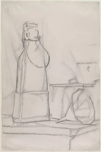 Still Life with Bottle and Funnel by Juan Gris, drawing, 1911