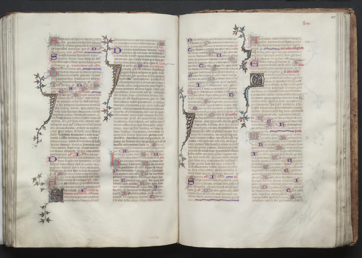 The Gotha Missal: Fol. 105r, Text by Master of the Boqueteaux, book, 1370-1380