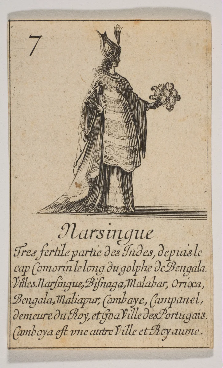 Narsingue, from "Jeu de la Géographie" by Stefano della Bella, print, 1644