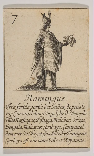 Narsingue, from "Jeu de la Géographie" by Stefano della Bella, print, 1644