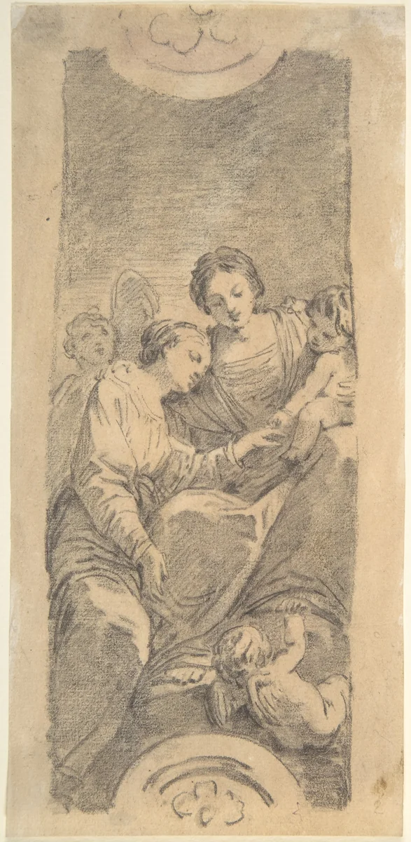 The Mystic Marriage of Saint Catherine by Jean Honoré Fragonard, drawing, 1756-1766