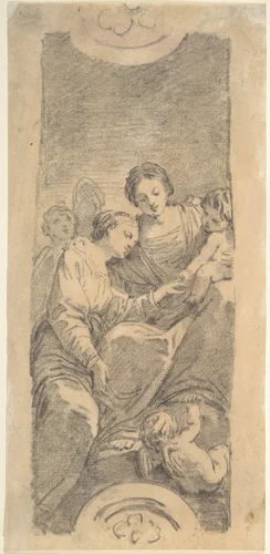 The Mystic Marriage of Saint Catherine by Jean Honoré Fragonard, drawing, 1756-1766
