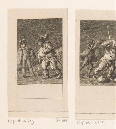 Prins Henry en Falstaff in de buurt van Gadshill by Daniel Nikolaus Chodowiecki, print, 1785