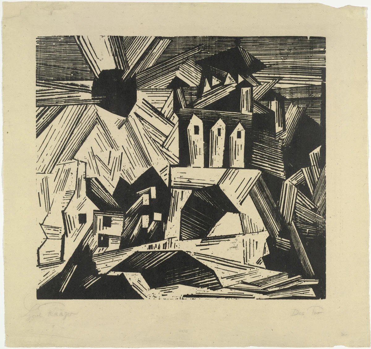 The Gate (Das Tor) by Lyonel Feininger, print, 1920