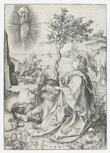 Johannes de Evangelist op Patmos by Unknown, print, 1470-1491
