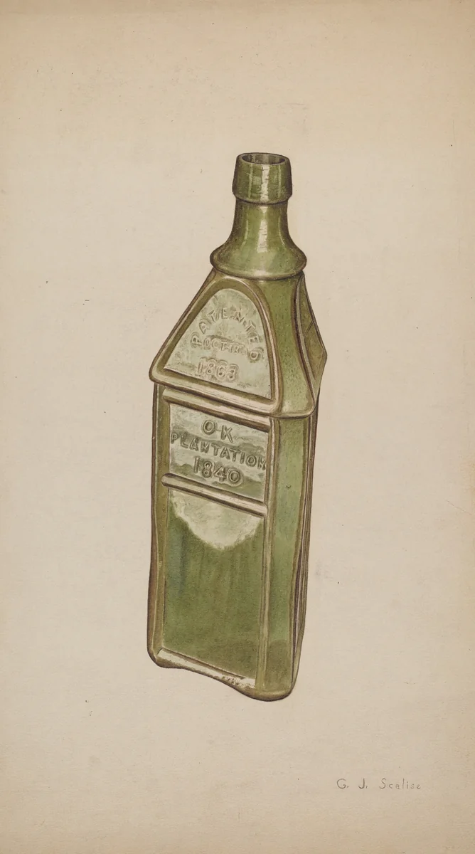 Whiskey Bottle by Gerald Scalise, index of american design, 1941