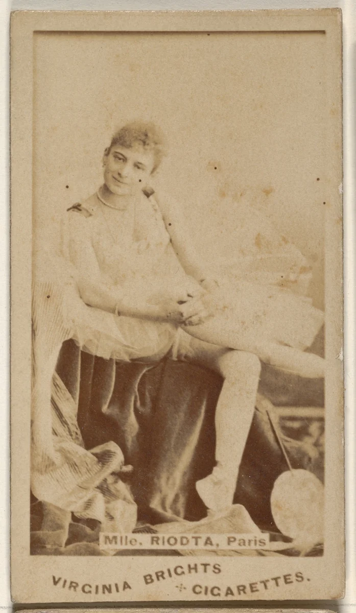 Mlle. Riodta, Paris, from the Actors and Actresses series (N45, Type 1) for Virginia Brights Cigarettes by Allen & Ginter, photograph, 1885-1891