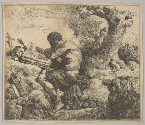 St. Jerome in a Landscape by Jean Jacques Lagrenée, print, 1762-1763