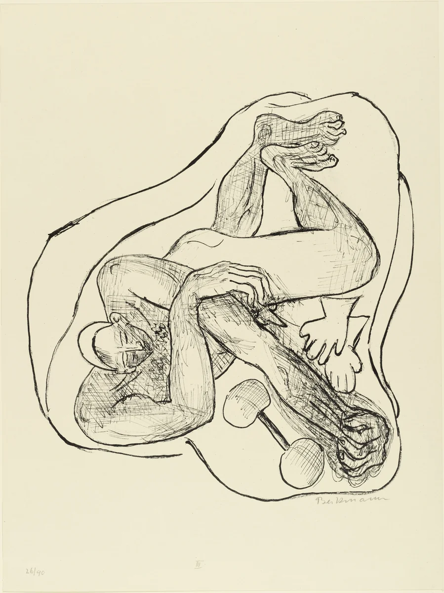 Sleeping Athlete (Schlafender Athlet) from Day and Dream by Max Beckmann, print, 1946