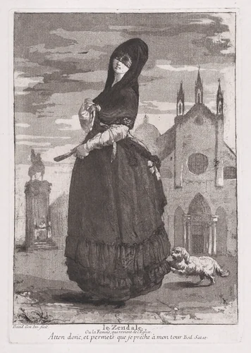 The Zendale, or the woman returning from church, from "Divers Portraits" by Giovanni David, print, 1775