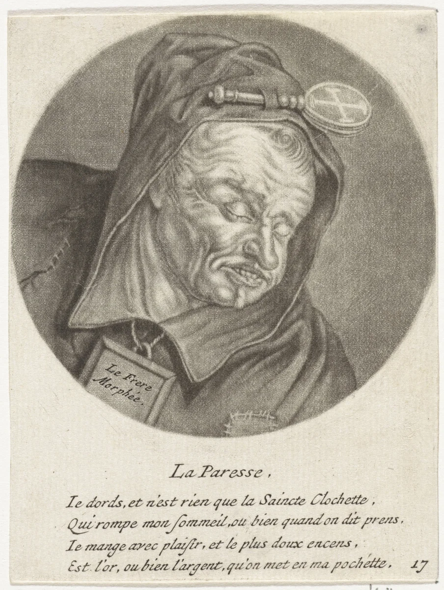 Luiheid by Jacob Gole, print, 1670-1724