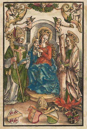 The Madonna with Saint Ulrich and Saint Afra [recto] by Urs Graf, print, 1511