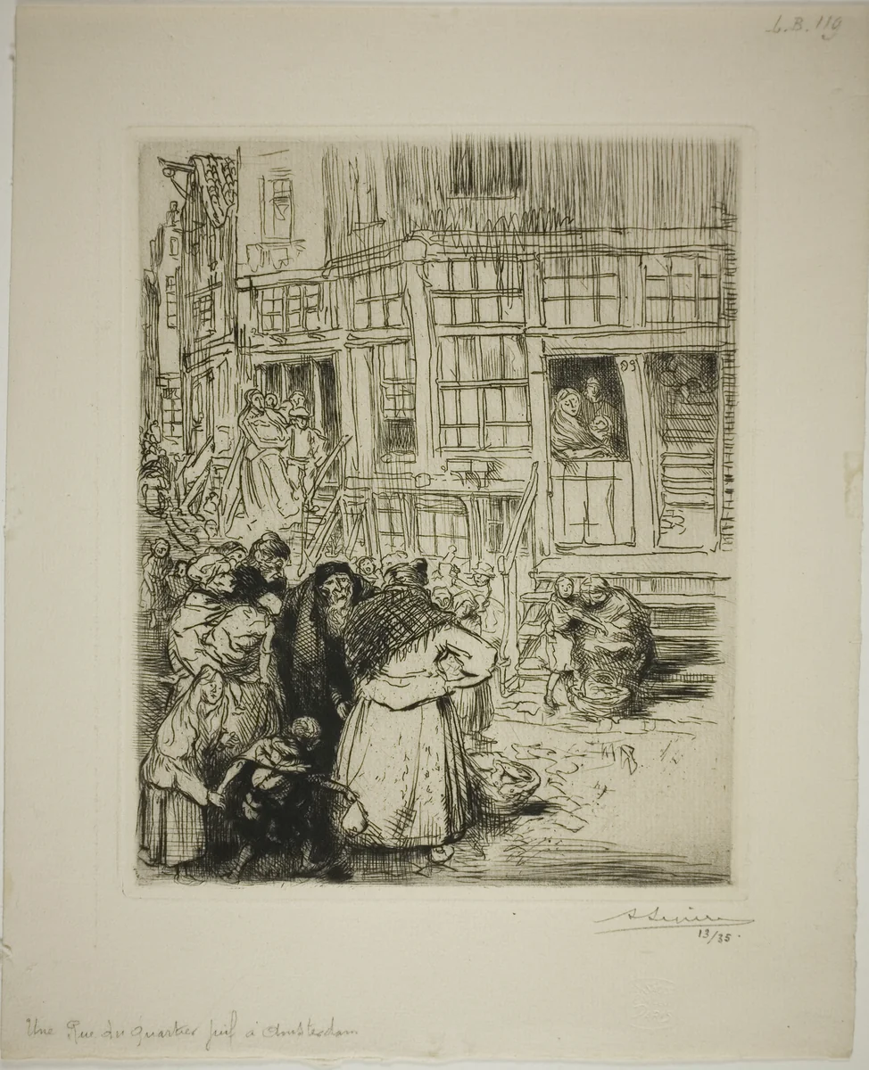 A Street in the Jewish Quarter, Amsterdam by Louis Auguste Lepère, print, 1901