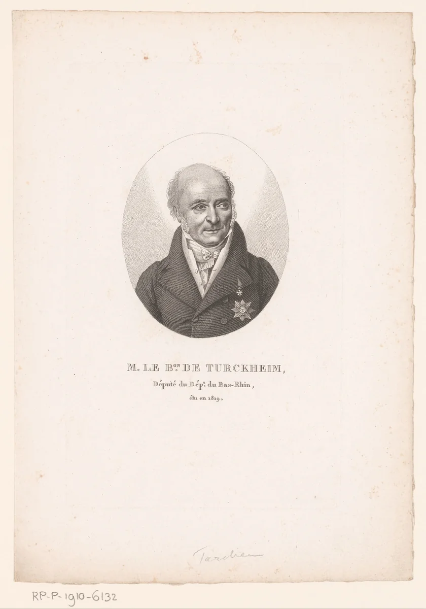 Portret van Bernard-Frédéric de Turckheim by Ambroise Tardieu, print, 1820-1821