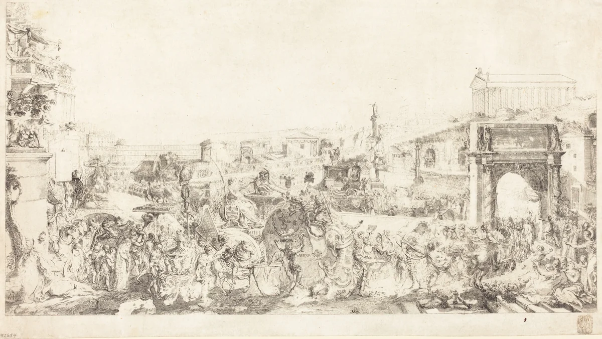 Triomphe de Pompee dans Rome by Gabriel de Saint-Aubin, print, 1775
