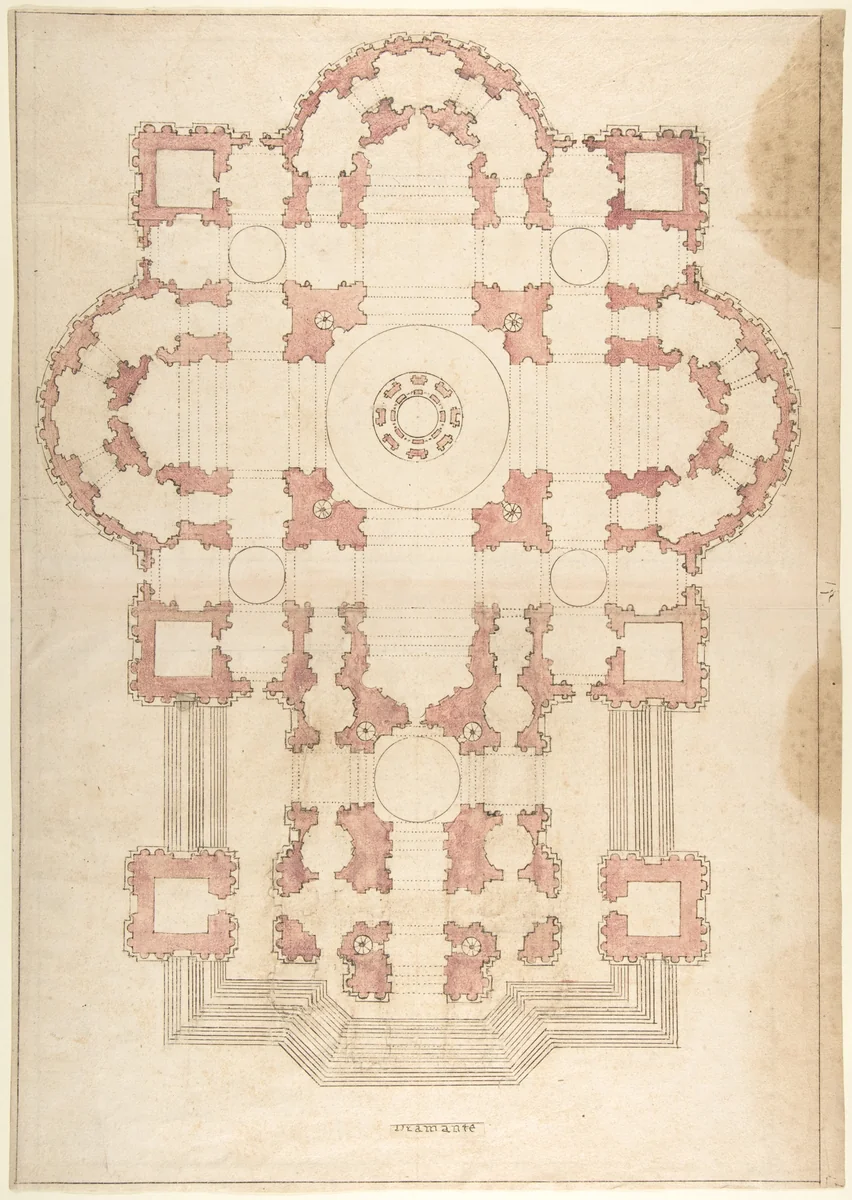 Bramante's Plan for St. Peter's by anonymous, drawing, 1500-1699