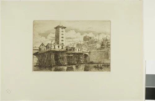 La Pompe Notre-Dame, Paris by Charles Meryon, print, 1852