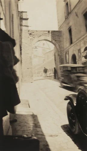 Street in Assisi, showing monastery in distance by Unidentified Photographer, photograph, 1925