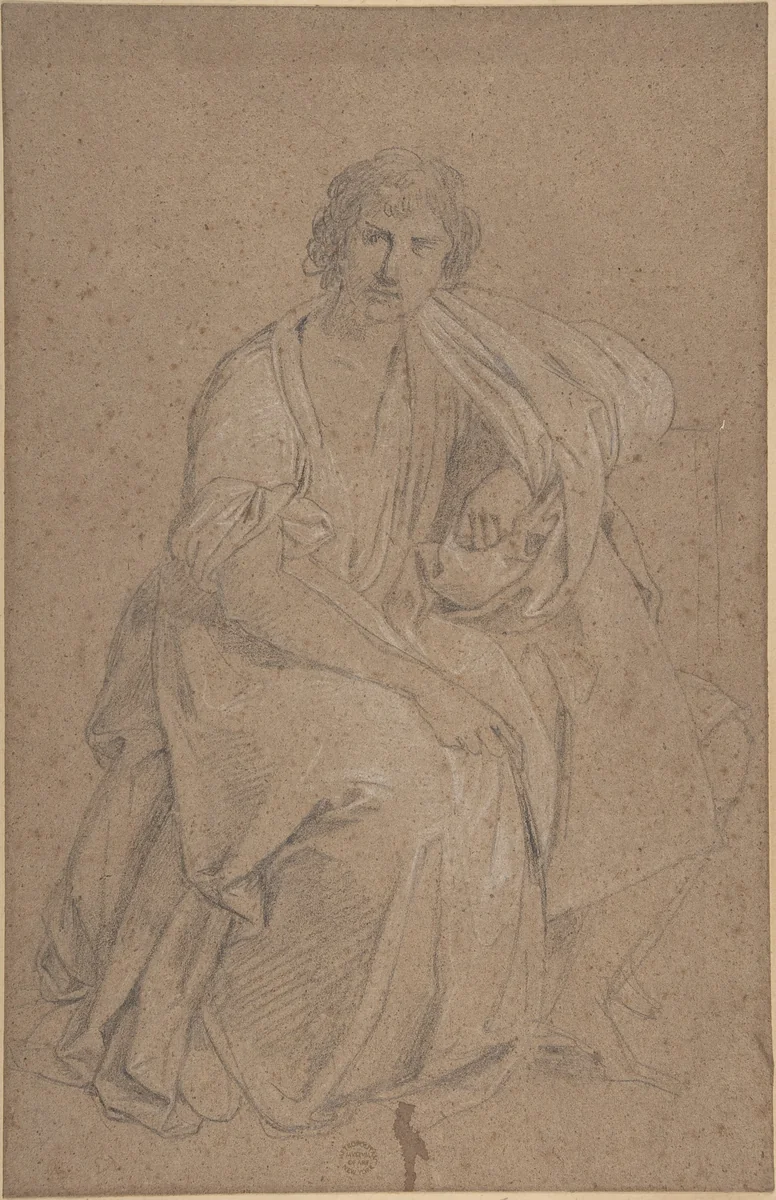 Seated Man by anonymous, drawing, 1700-1799