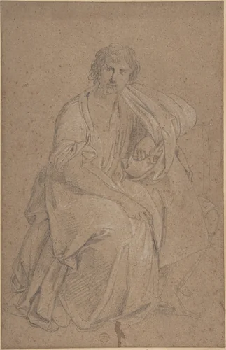 Seated Man by anonymous, drawing, 1700-1799