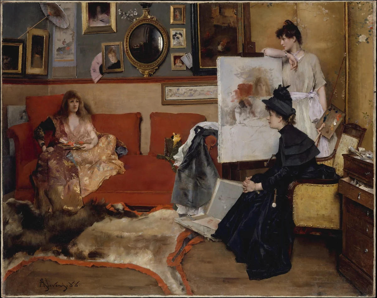 In the Studio by Alfred Stevens, painting, 1888