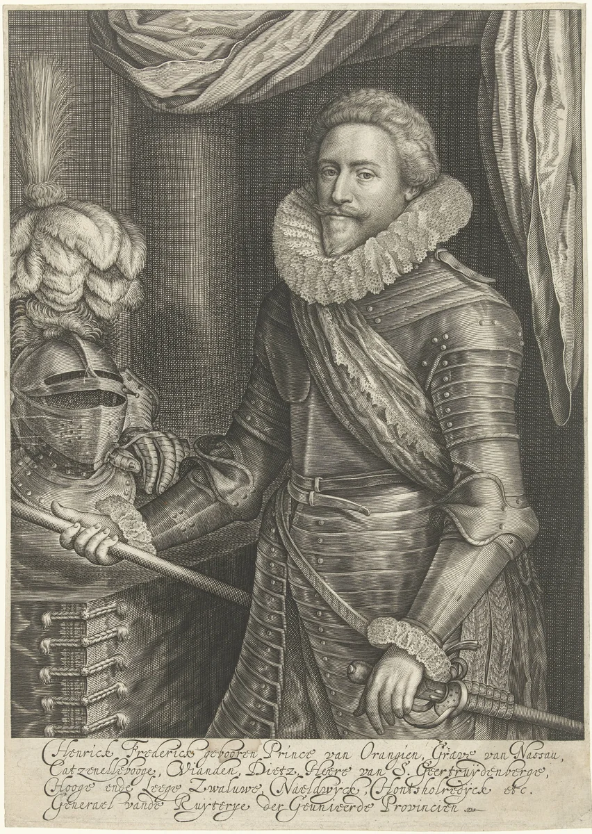 Portret van Frederik Hendrik, prins van Oranje-Nassau by Willem Jacobsz Delff, print, 1590-1638