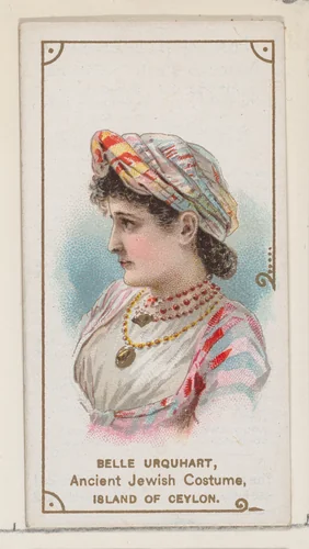 Belle Urquhart in ancient Jewish costume, Island of Ceylon, from the set Actors and Actresses, First Series (N70) for Duke brand cigarettes by W. Duke, Sons & Co., print, 1888-1889