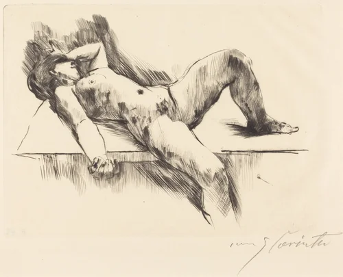Liegender Weiblicher Akt III (Reclining Female Nude III ) by Lovis Corinth, print, 1913