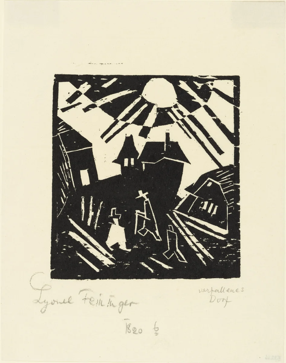 Desolated Village (Verfallenes Dorf) by Lyonel Feininger, print, 1918