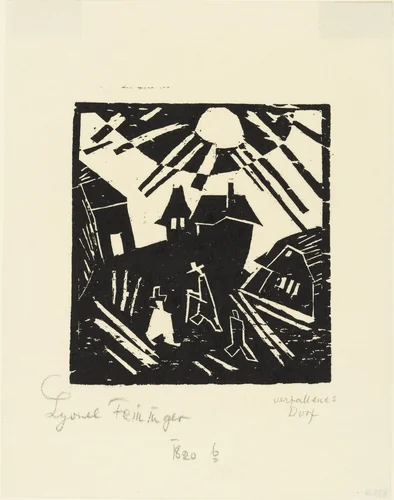 Desolated Village (Verfallenes Dorf) by Lyonel Feininger, print, 1918