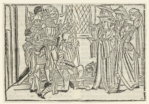 Soldaten berichten hoge priesters dat Christus is herrezen by Unknown, print, 1480-1500