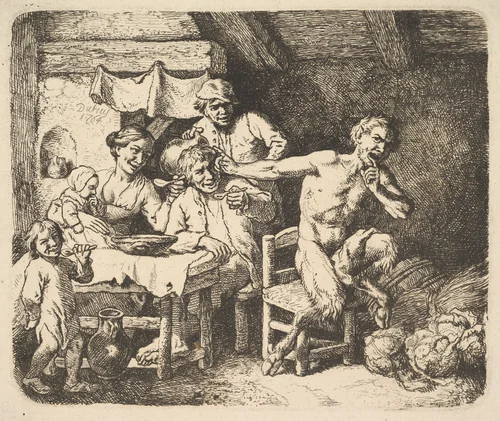 The Satyr and the Peasant by Christian Wilhelm Ernst Dietrich, print, 1764