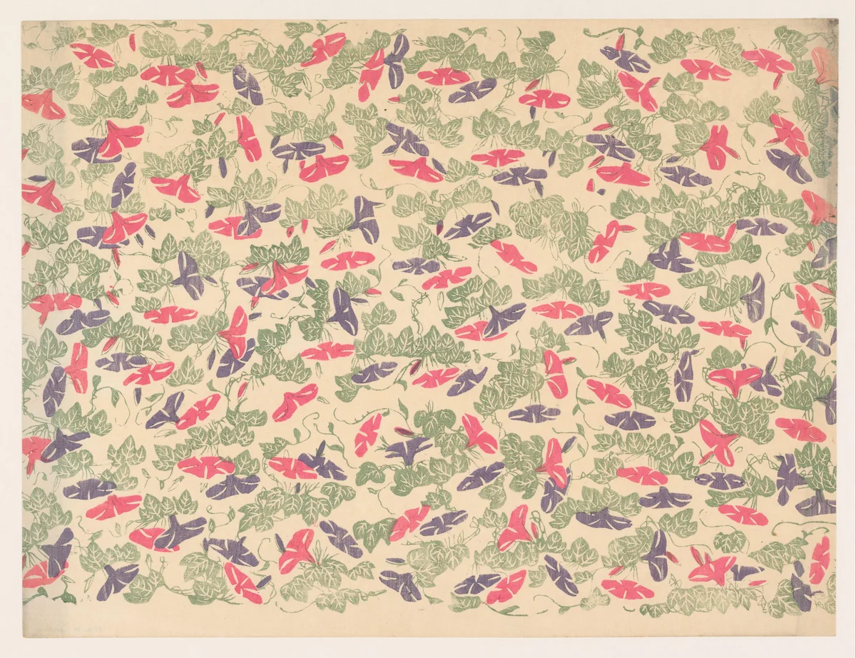 Patroon van bladranken en bloemen van de winde by anonymous, other, 1860-1930