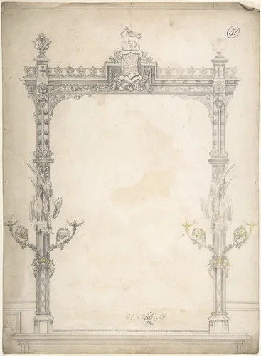 Design for a Mirror by Charles Hindley and Sons, drawing, 1841-1900
