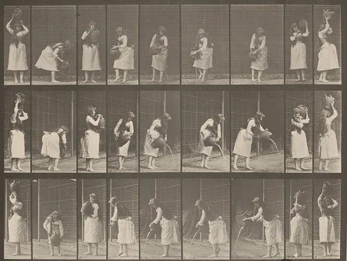 Plate Number 516. Miscellaneous movements with a water jar by Eadweard Muybridge, photograph, 1887