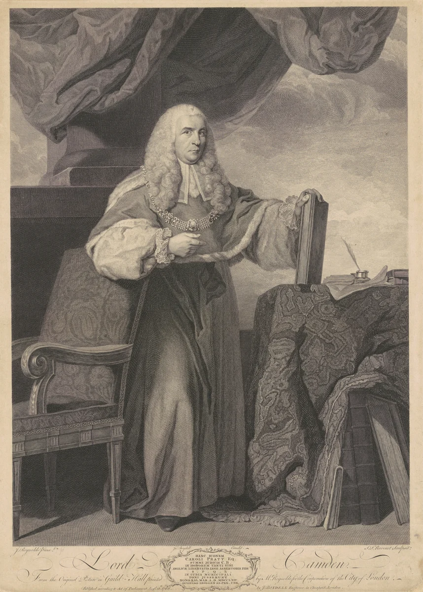 Lord Camden by Simon Francois Ravenet; Sir Joshua Reynolds, print, 1766