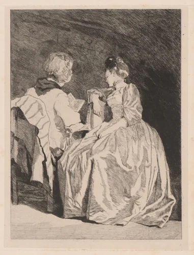 La Lecture (The Reading) by Jules de Goncourt; Jean Honoré Fragonard, print, 1864