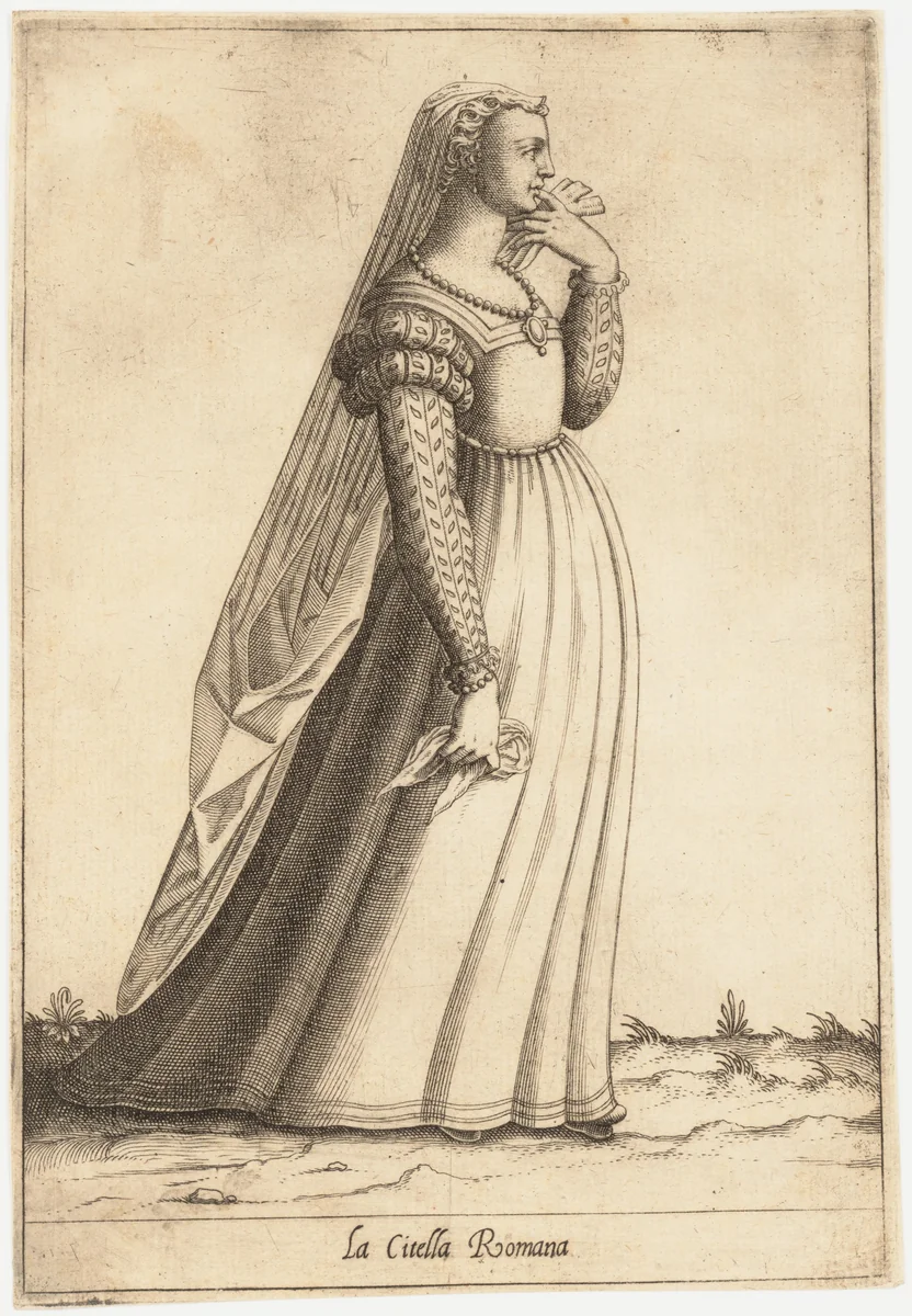 La Citella Romana (Maiden) by Pietro Bertelli, print, 1575-1585