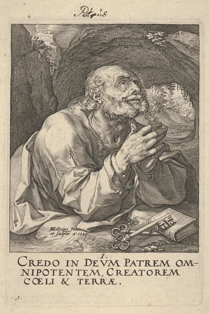 St. Peter, from "Christ, the Apostles and St. Paul with the Creed" by Hendrick Goltzius, print, 1589