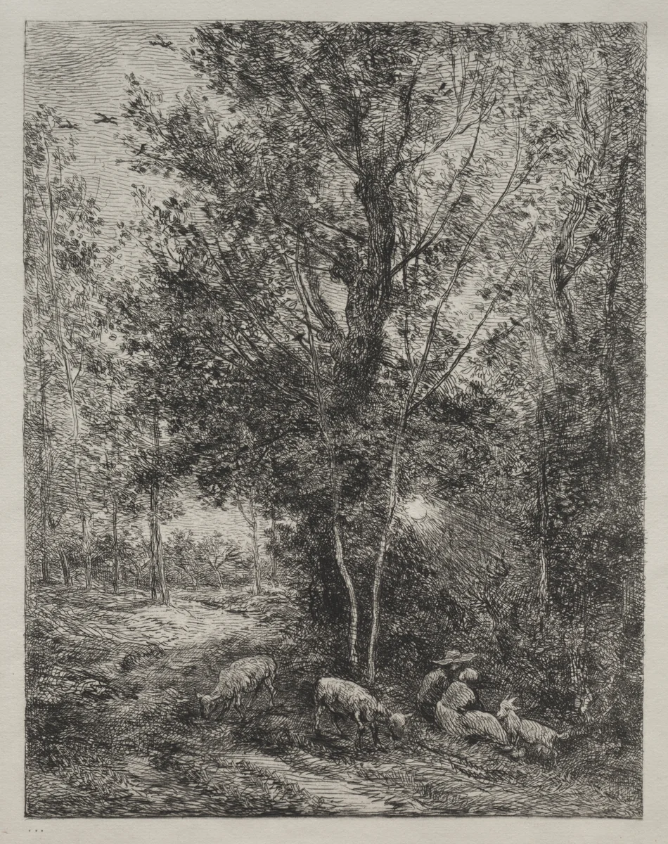 The Shepherd and the Shepherdess by Charles-François Daubigny, print, 1874