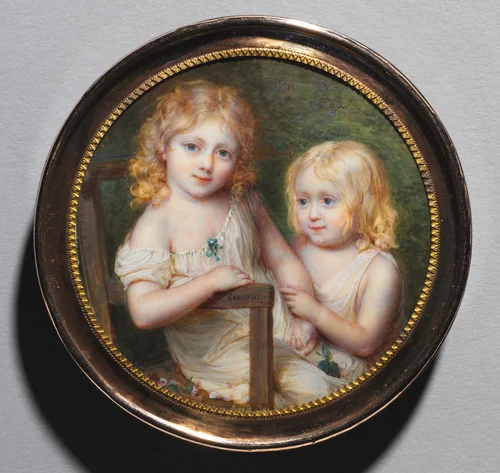 Portrait of the Artist's Children Emma and Paul by Jean-Antoine Laurent, painting, 1790-1800